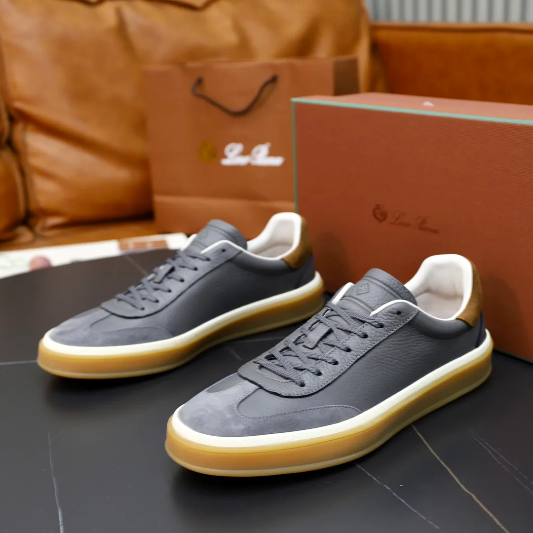 Men's Men's Shoes💰540💰••New Products•• LoroPian*_Noyo-Pianya New men's casual moral training sneakers, LP lace-up casual shoes!  Made of original imported soft cowhide and suede fabric, it highlights the sporty style. The heel is decorated with logo embossing and the original molding. The raw rubber translucent sole combined with the color welt adds a sense of modernity to the shoe. The shoe is overall refreshing and easy to match with style. It has a full cowhide lining for the feet. The original box packaging at the counter comes with wooden balls and a dust bag! Size: 38-44 (.45 customized)